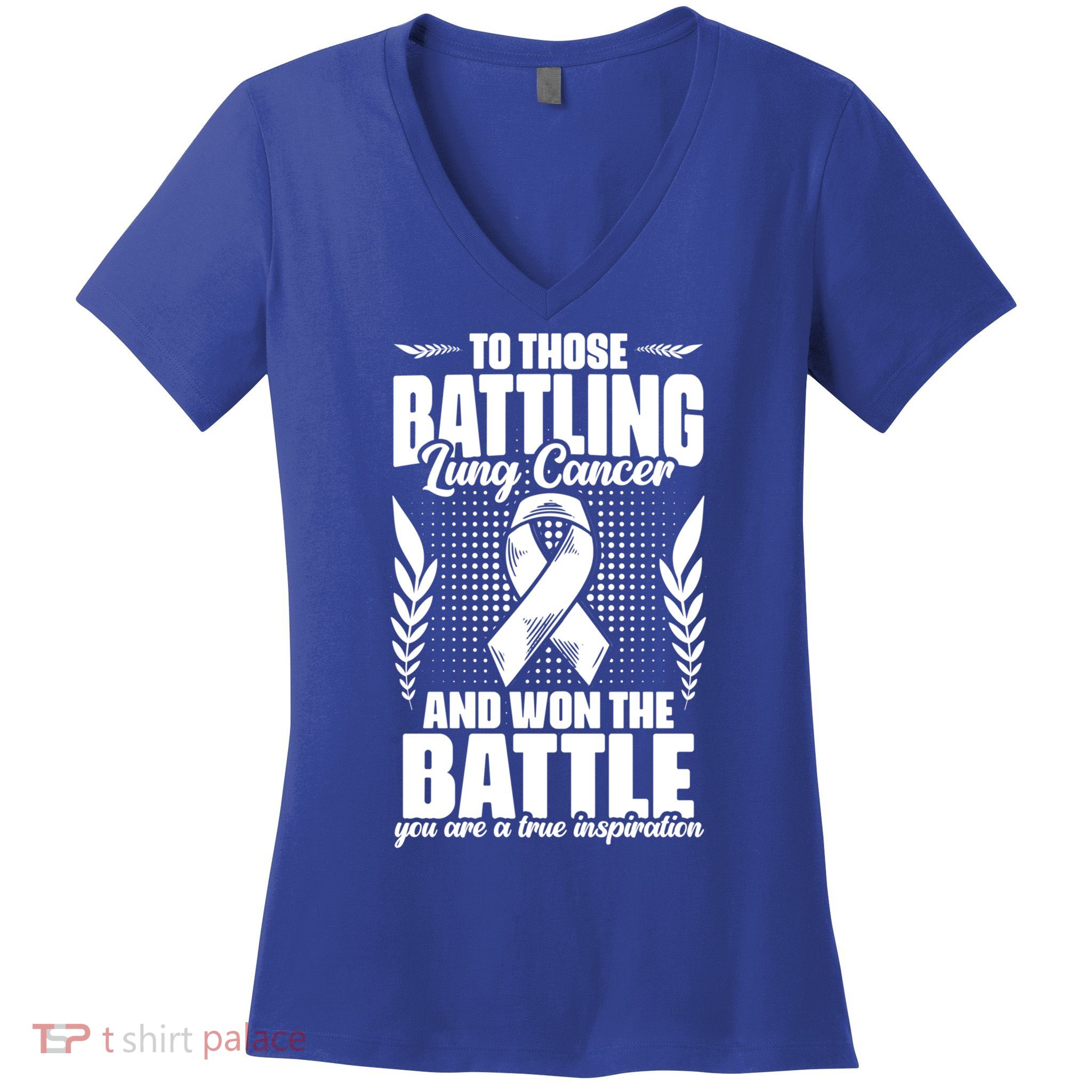 Battling Lung Cancer And Won Support Lung Cancer Survivor Gift Women's V-Neck T-Shirt