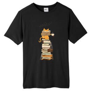 Book Lover Cat Reading Book Cats & Ladders For Education Day Tall Fusion ChromaSoft Performance T-Shirt