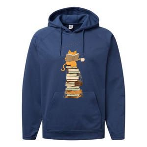 Book Lover Cat Reading Book Cats & Ladders For Education Day Performance Fleece Hoodie