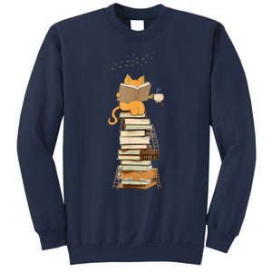 Book Lover Cat Reading Book Cats & Ladders For Education Day Sweatshirt