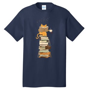 Book Lover Cat Reading Book Cats & Ladders For Education Day Tall T-Shirt