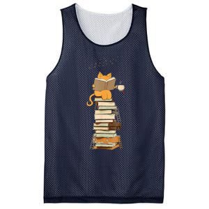 Book Lover Cat Reading Book Cats & Ladders For Education Day Mesh Reversible Basketball Jersey Tank