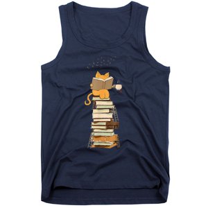 Book Lover Cat Reading Book Cats & Ladders For Education Day Tank Top