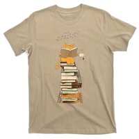 Book Lover Cat Reading Book Cats & Ladders For Education Day T-Shirt