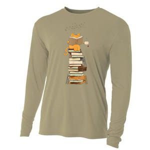 Book Lover Cat Reading Book Cats & Ladders For Education Day Cooling Performance Long Sleeve Crew