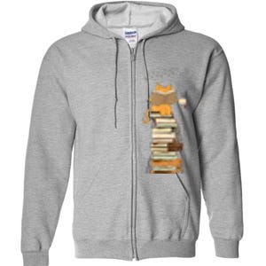 Book Lover Cat Reading Book Cats & Ladders For Education Day Full Zip Hoodie