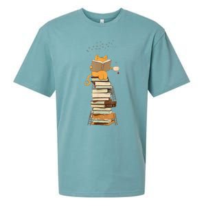 Book Lover Cat Reading Book Cats & Ladders For Education Day Sueded Cloud Jersey T-Shirt