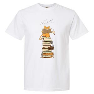 Book Lover Cat Reading Book Cats & Ladders For Education Day Garment-Dyed Heavyweight T-Shirt