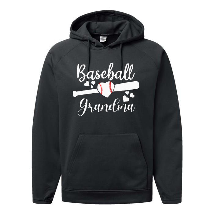 Baseball Lover Cute Baseball Grandma Performance Fleece Hoodie