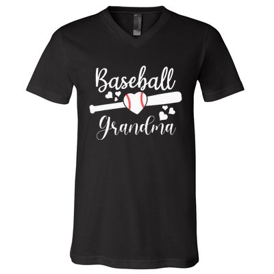 Baseball Lover Cute Baseball Grandma V-Neck T-Shirt