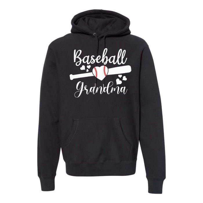 Baseball Lover Cute Baseball Grandma Premium Hoodie