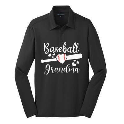 Baseball Lover Cute Baseball Grandma Silk Touch Performance Long Sleeve Polo