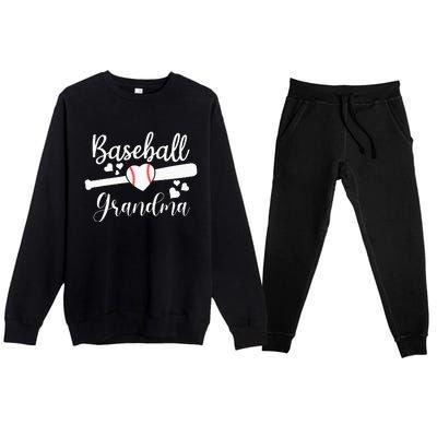 Baseball Lover Cute Baseball Grandma Premium Crewneck Sweatsuit Set