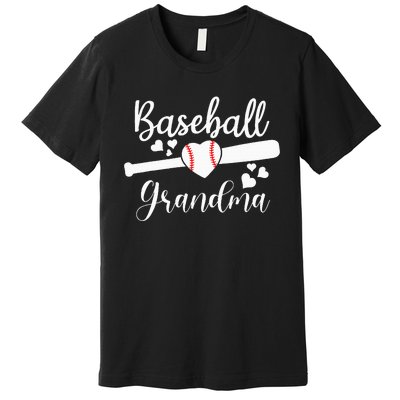 Baseball Lover Cute Baseball Grandma Premium T-Shirt