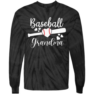 Baseball Lover Cute Baseball Grandma Tie-Dye Long Sleeve Shirt