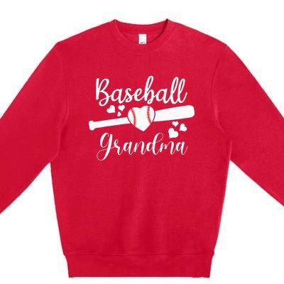 Baseball Lover Cute Baseball Grandma Premium Crewneck Sweatshirt