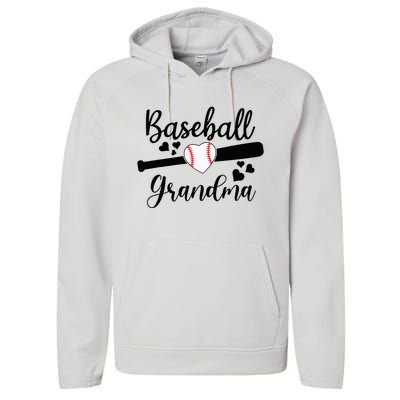 Baseball Lover Cute Baseball Grandma Performance Fleece Hoodie