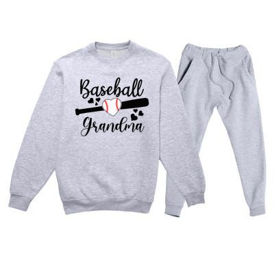 Baseball Lover Cute Baseball Grandma Premium Crewneck Sweatsuit Set