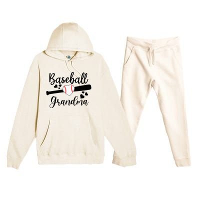 Baseball Lover Cute Baseball Grandma Premium Hooded Sweatsuit Set