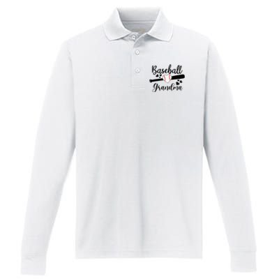 Baseball Lover Cute Baseball Grandma Performance Long Sleeve Polo