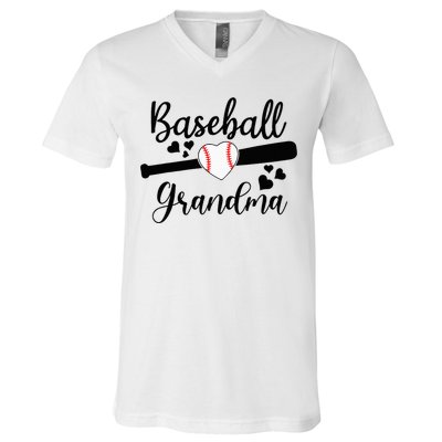 Baseball Lover Cute Baseball Grandma V-Neck T-Shirt