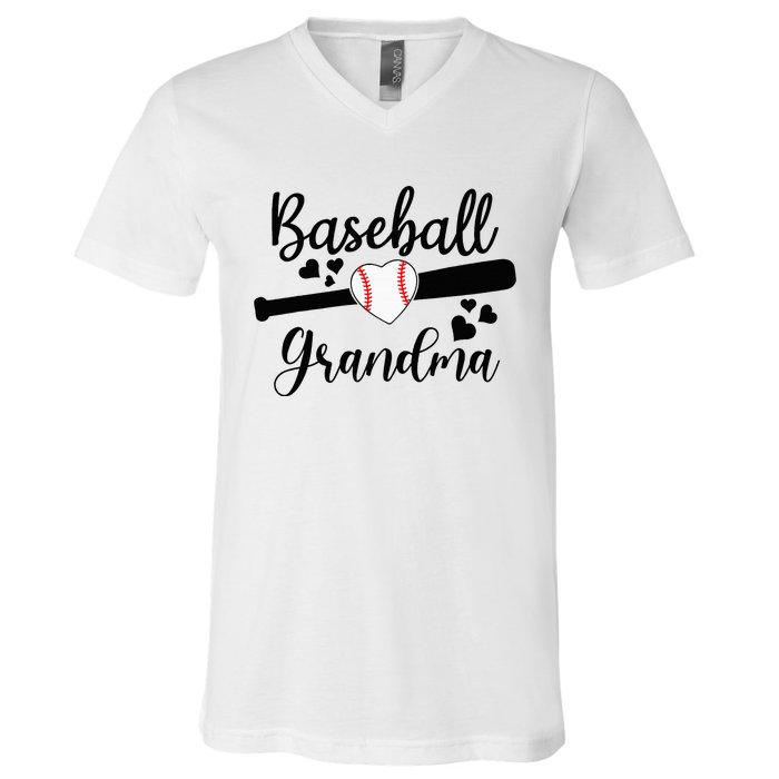 Baseball Lover Cute Baseball Grandma V-Neck T-Shirt