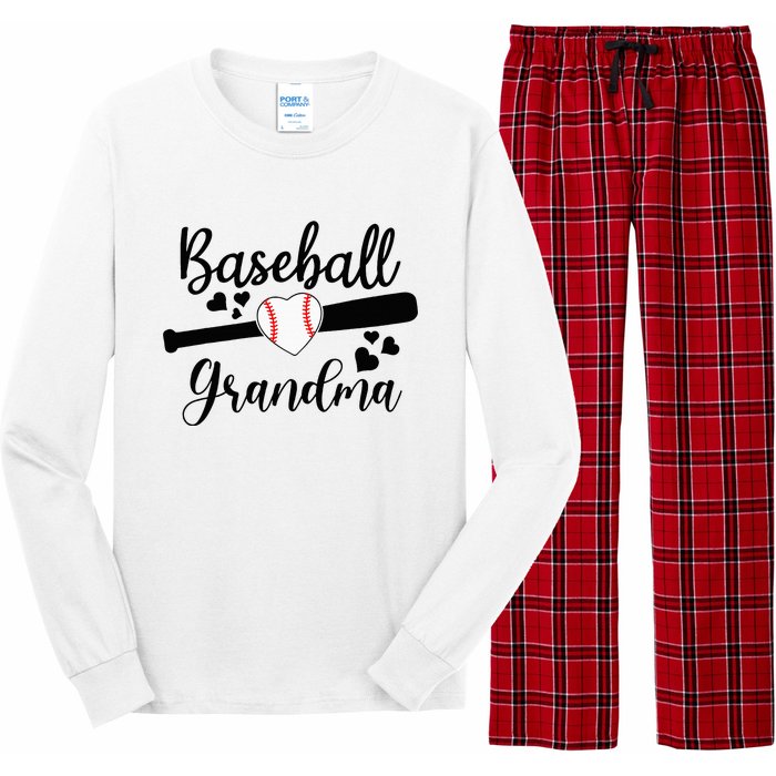 Baseball Lover Cute Baseball Grandma Long Sleeve Pajama Set