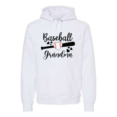 Baseball Lover Cute Baseball Grandma Premium Hoodie