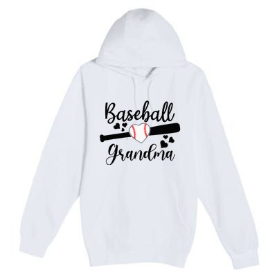 Baseball Lover Cute Baseball Grandma Premium Pullover Hoodie