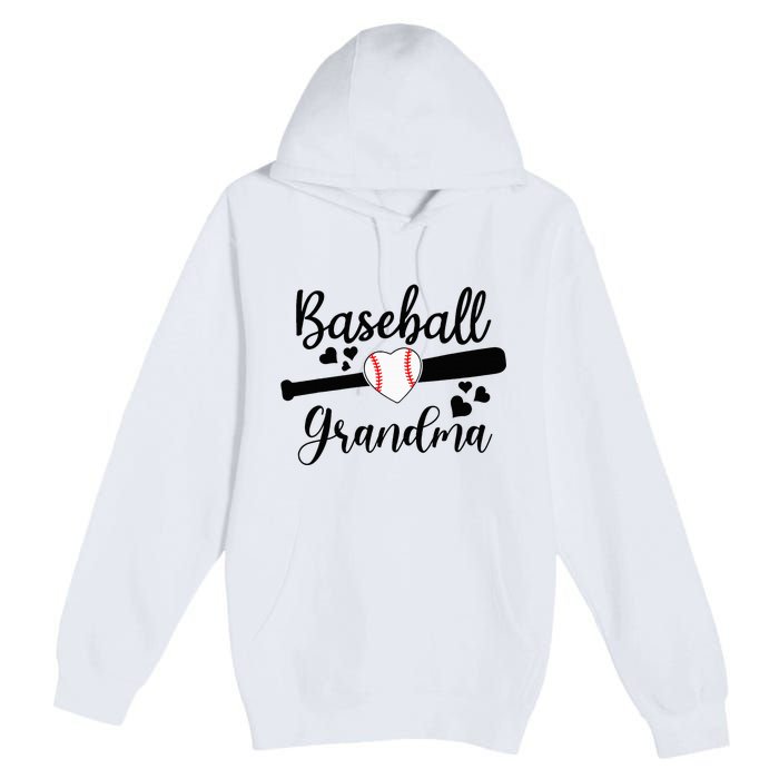 Baseball Lover Cute Baseball Grandma Premium Pullover Hoodie