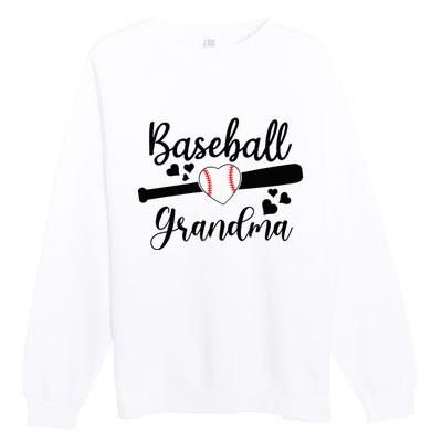 Baseball Lover Cute Baseball Grandma Premium Crewneck Sweatshirt