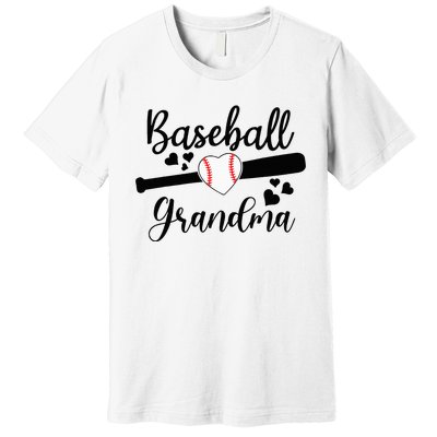 Baseball Lover Cute Baseball Grandma Premium T-Shirt