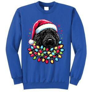 Black Labradoodle Christmas Tree Xmas Lights Doodle Dog Gift Sweatshirt