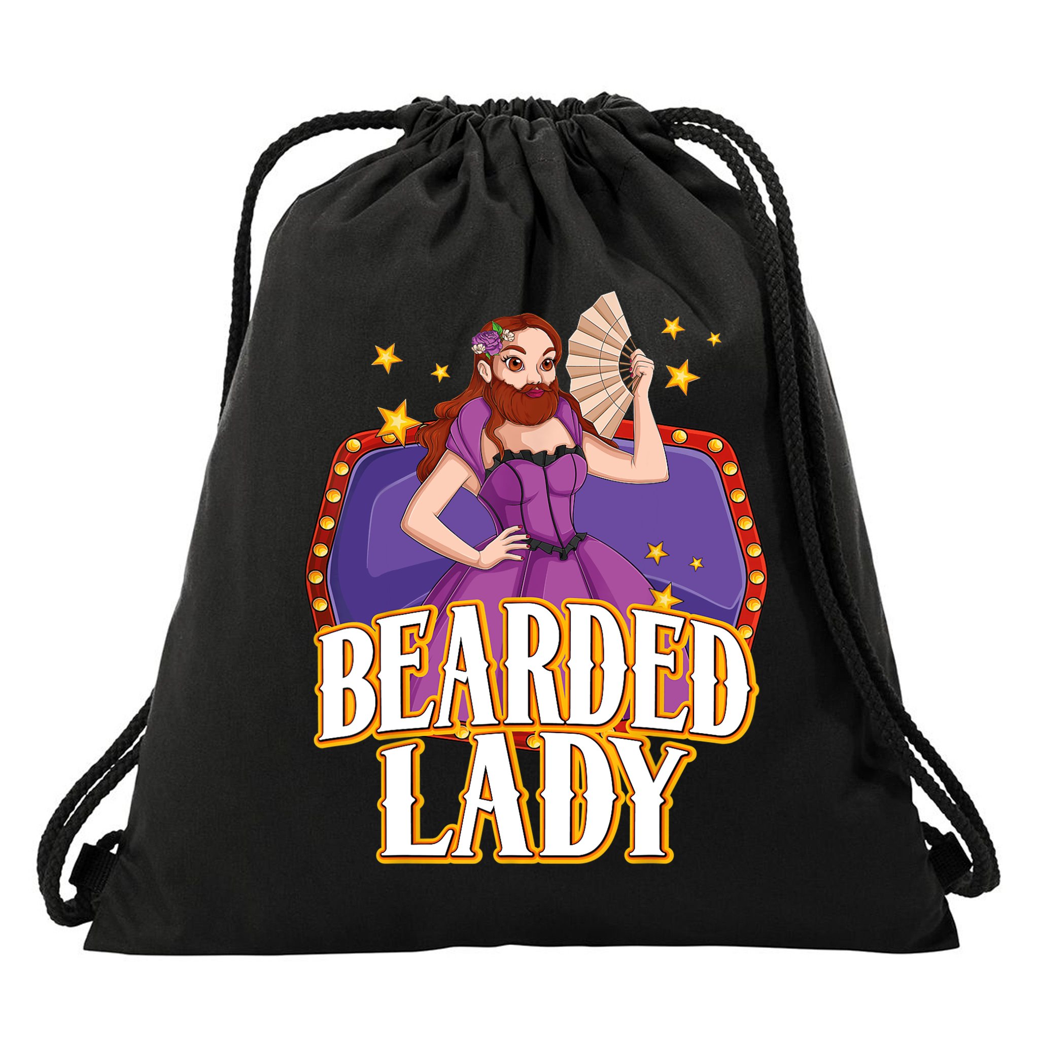 Bearded Lady Costume Circus Staff Carnival Lovers Drawstring Bag