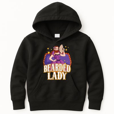 Bearded Lady Costume Circus Staff Carnival Lovers Kids Hoodie