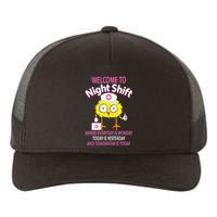 BSN LPN CNA Funny Nursing Chick Welcome To Night Shift Nurse Yupoong Adult 5-Panel Trucker Hat