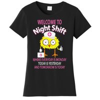 BSN LPN CNA Funny Nursing Chick Welcome To Night Shift Nurse Women's T-Shirt