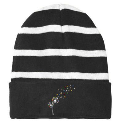 Book Lovers Cute Dandelion With Books Image Funny Gift Striped Beanie with Solid Band