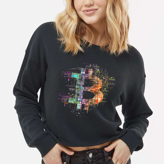 Bitcoin Logo Crypto Trader Investor Cryptocurrency Btc Cropped Pullover Crew