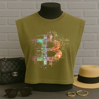 Bitcoin Logo Crypto Trader Investor Cryptocurrency Btc Garment-Dyed Women's Muscle Tee