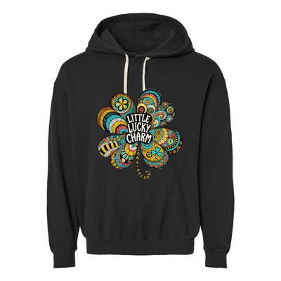 Boho Lucky Charm St. PatrickS Day Retro Four Leaf Clover Garment-Dyed Fleece Hoodie