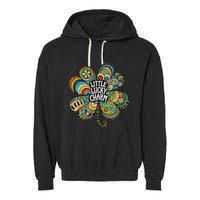 Boho Lucky Charm St. PatrickS Day Retro Four Leaf Clover Garment-Dyed Fleece Hoodie