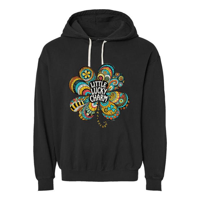 Boho Lucky Charm St. PatrickS Day Retro Four Leaf Clover Garment-Dyed Fleece Hoodie