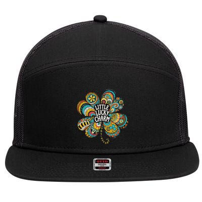 Boho Lucky Charm St. PatrickS Day Retro Four Leaf Clover 7 Panel Mesh Trucker Snapback Hat