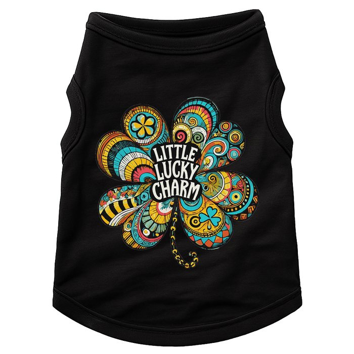 Boho Lucky Charm St. PatrickS Day Retro Four Leaf Clover Doggie Tank