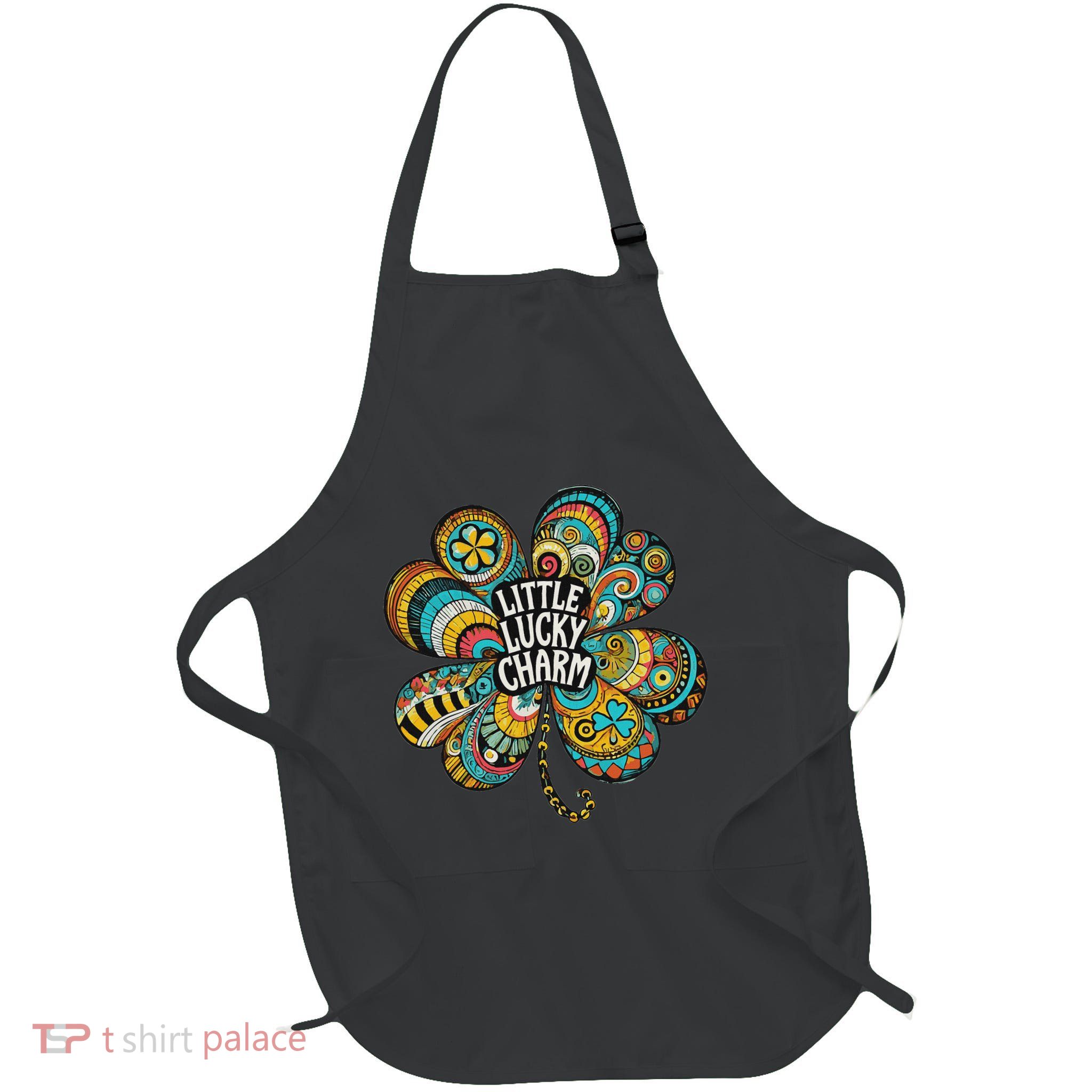 Boho Lucky Charm St. PatrickS Day Retro Four Leaf Clover Apron