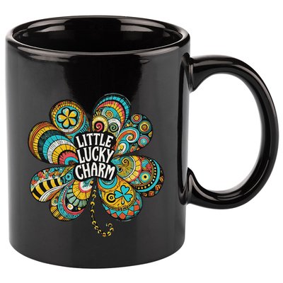 Boho Lucky Charm St. PatrickS Day Retro Four Leaf Clover 11oz C Handle Ceramic Mug