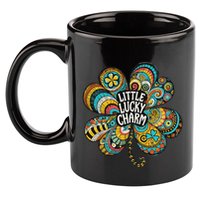 Boho Lucky Charm St. PatrickS Day Retro Four Leaf Clover 11oz C Handle Ceramic Mug