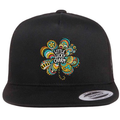 Boho Lucky Charm St. PatrickS Day Retro Four Leaf Clover Flatbill Hat