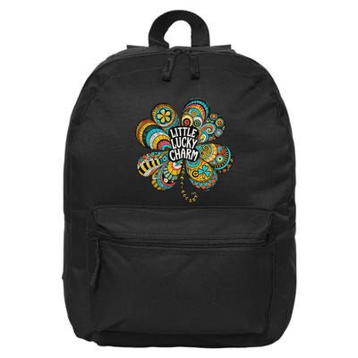 Boho Lucky Charm St. PatrickS Day Retro Four Leaf Clover 16 in Basic Backpack